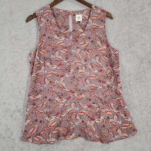 Cabi Womens Sleeveless Printed Top Blouse Size XS Floral Pattern Flare bottom